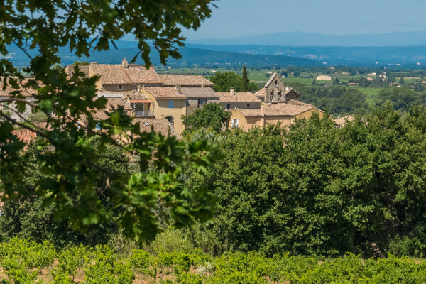 Vue éloignée de Saint-Roman-de-Malegarde dans un cadre de verdure.